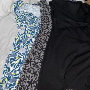 Lands End Dress Lot Size L (3) Fish Print, Black & Black And White